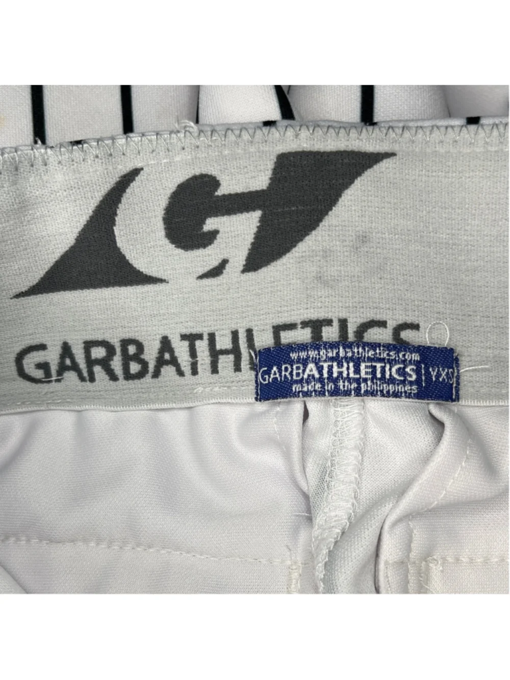 Boys Garb Athletics Casual Pants YXS White Black Pinstripe